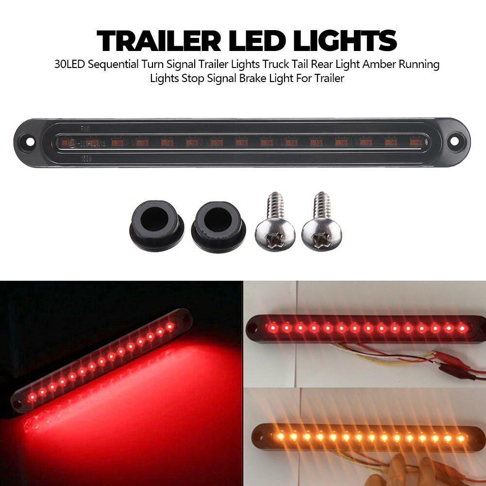 1Piece 30LED Rear Light Trailer Stop Signal Trailer LED Lights Truck LED 24v Truck Lights LED Tail Light 10-30V Tail Brake Light