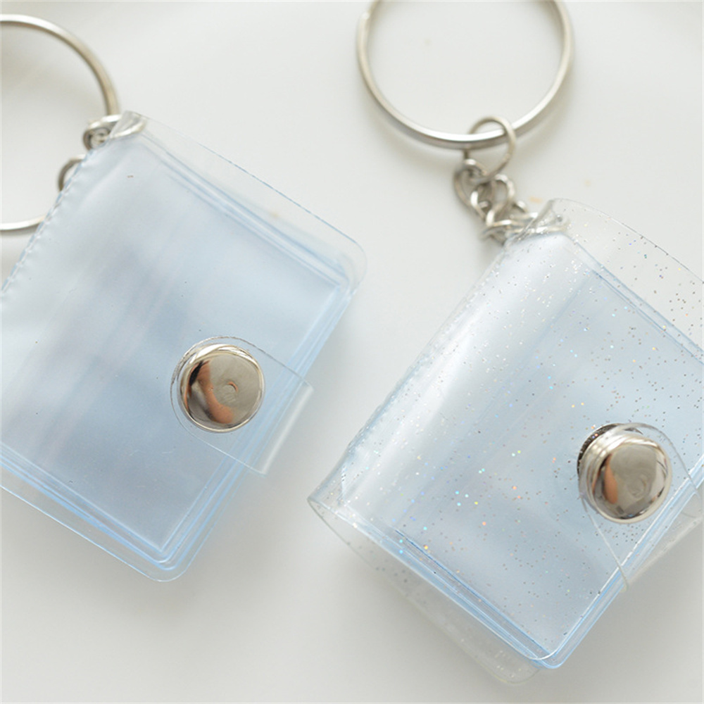 16 Pages Mini Photo Album Keychains Women's Small Instant Picture Album Key Chain Pendant ID Photo Interstitial Pocket Keyring