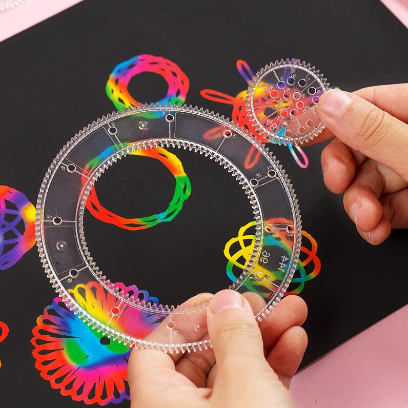 Spirograf tegnelegetøj sæt sammenlåsende tandhjul hjul maleri tegning tilbehør pædagogisk legetøj spirografer zxh