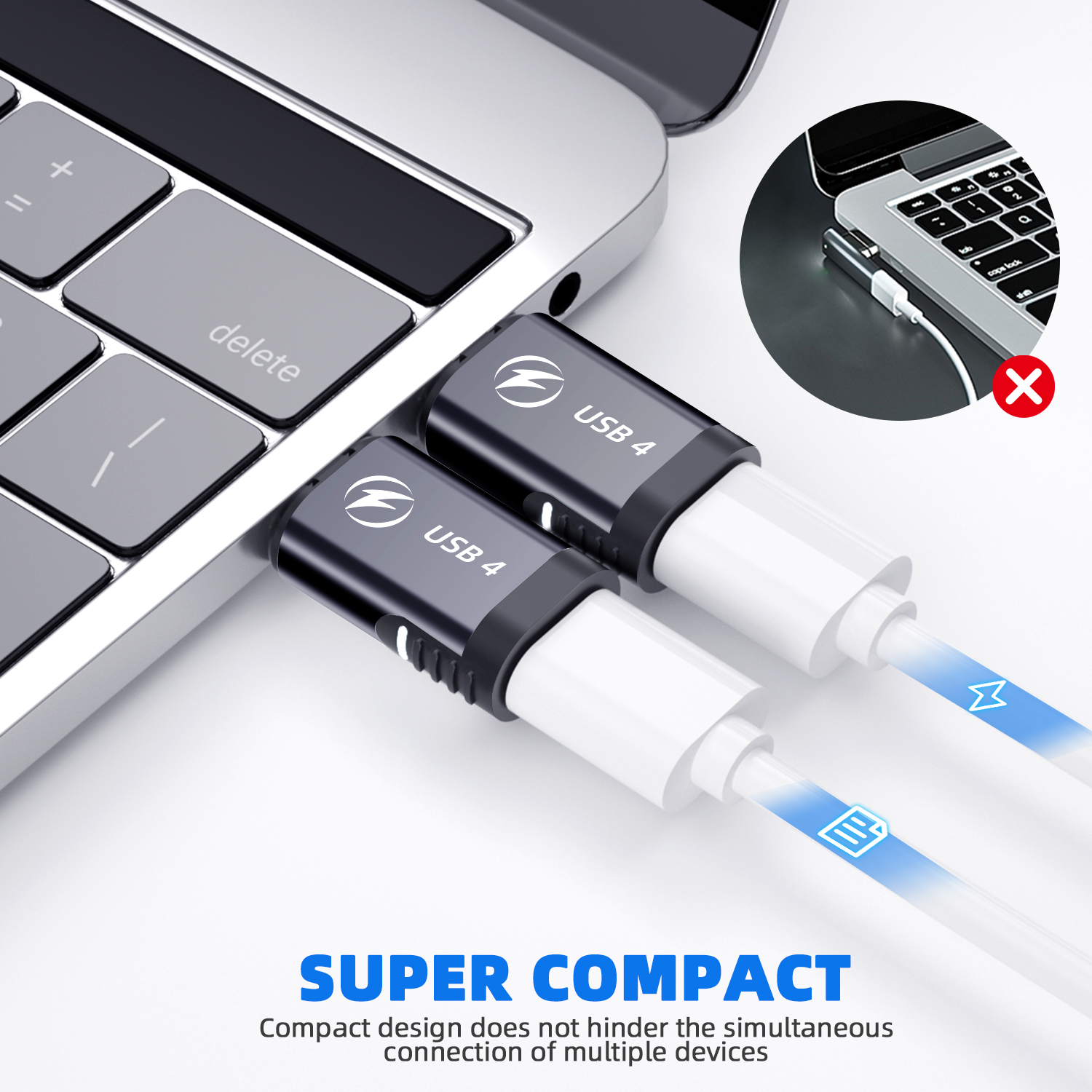 Adaptador magnético USB 4,0 de 140W, USB C a tipo C, 40Gbps, conector de Cable convertidor magnético de carga rápida, adaptador USB tipo C de 8K @ 60Hz