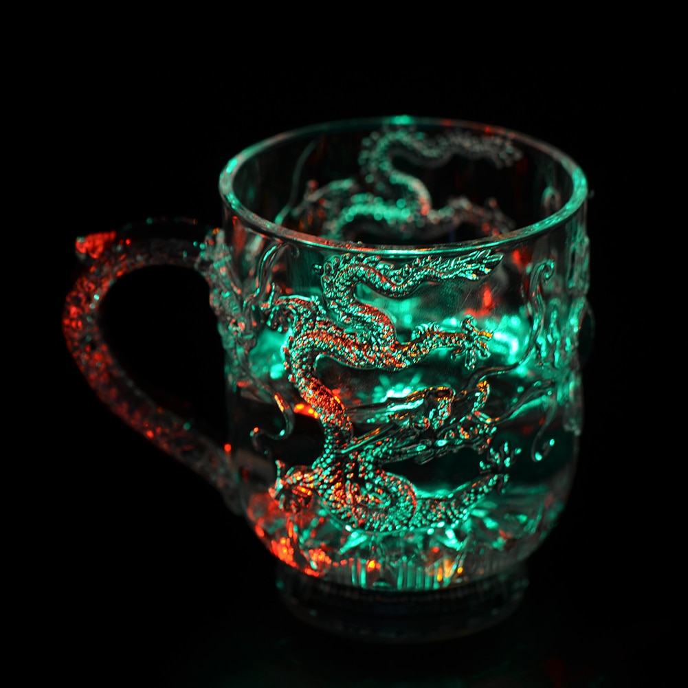 Plastic Glowing Glass Wine Beer Cup Dragon LED Mug Led Tumbler Rainbow Color Flashing Light