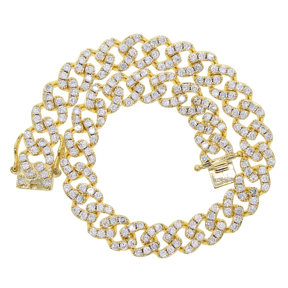 Hip Hop Zomer Strand Stijlen Iced Out Cubaanse Ketting Bling Wit Roze 5A Cz Verharde Enkelbandje Vrouwen Charm Wedding partij Sieraden: gold25cm