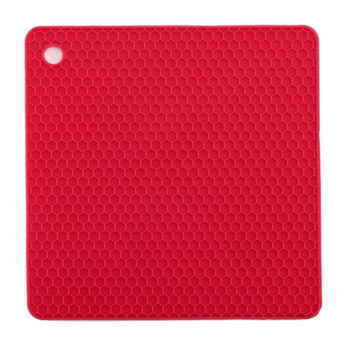 tapis de Table à manger carré en nid d'abeille en Silicone résistant à la chaleur: Rouge