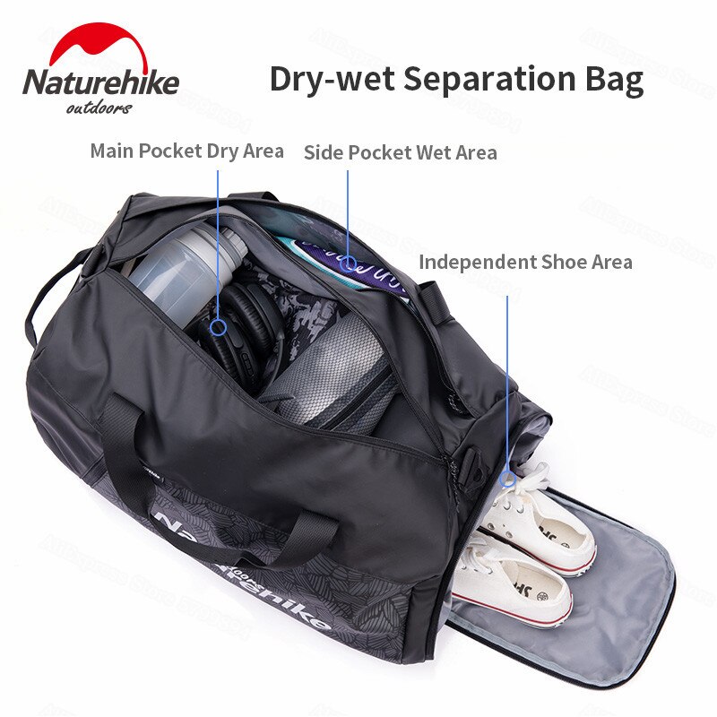 Naturehike Sport Gym Bag Unisex Shoulder Multi-pocket Dry Wet Separation Storage Bag Duffel Fitness Handbag TPU Waterproof