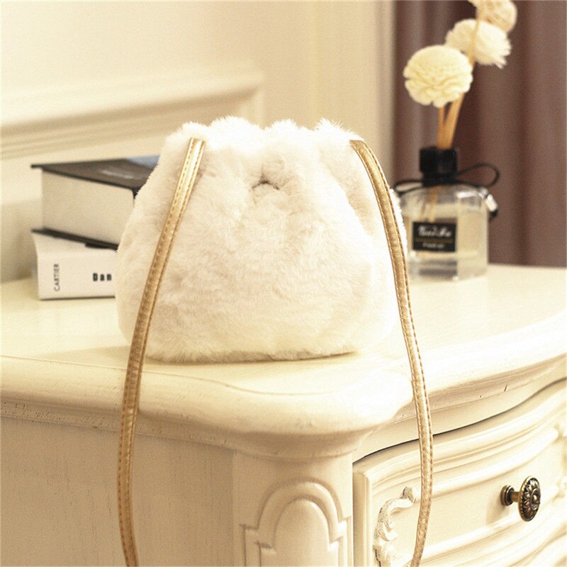 Moda casual sólida crianças meninas da criança bonito crossbody saco outono inverno bolsas de pelúcia balde bolsa de moeda mochila um tamanho