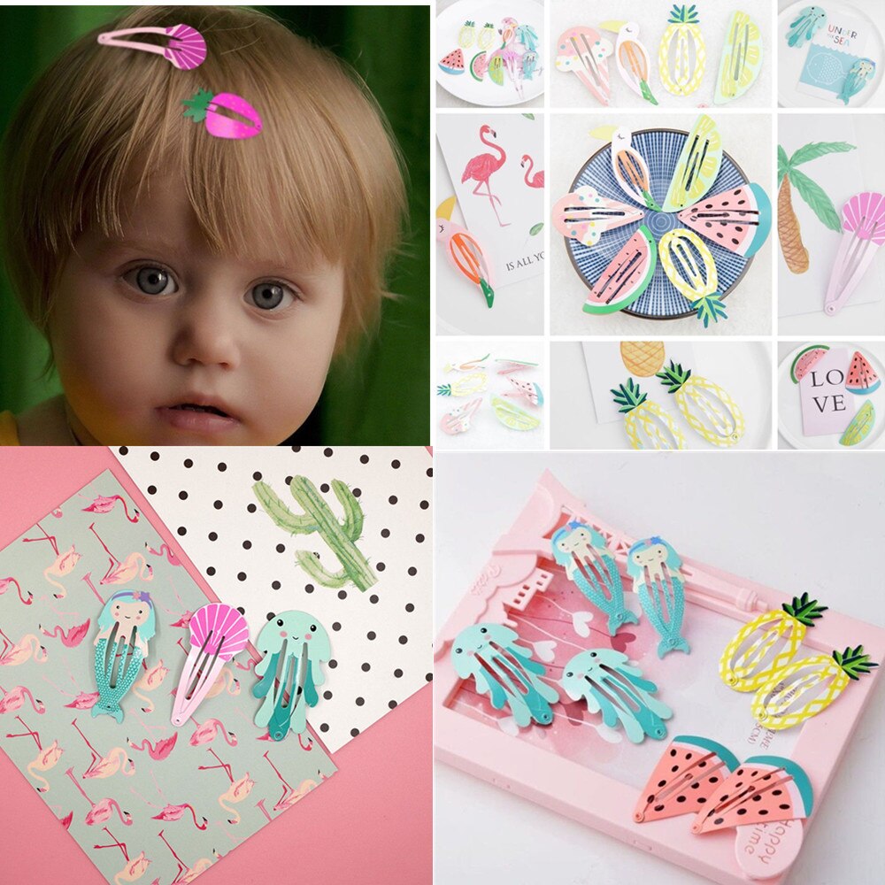 Pinzas para el pelo para niña y bebé, broches para el pelo, horquilla de colores dulces, estilos de dibujos animados, para , accesorios para el pelo, 6 uds.