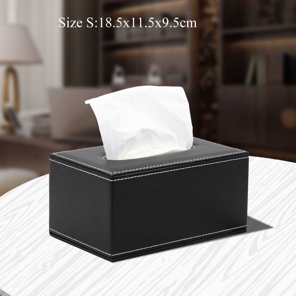 Europæisk læder hjem hotel forretning tissuekasse firkantet tissuepapir organisator boks serviet holder opbevaringsboks: Sort s