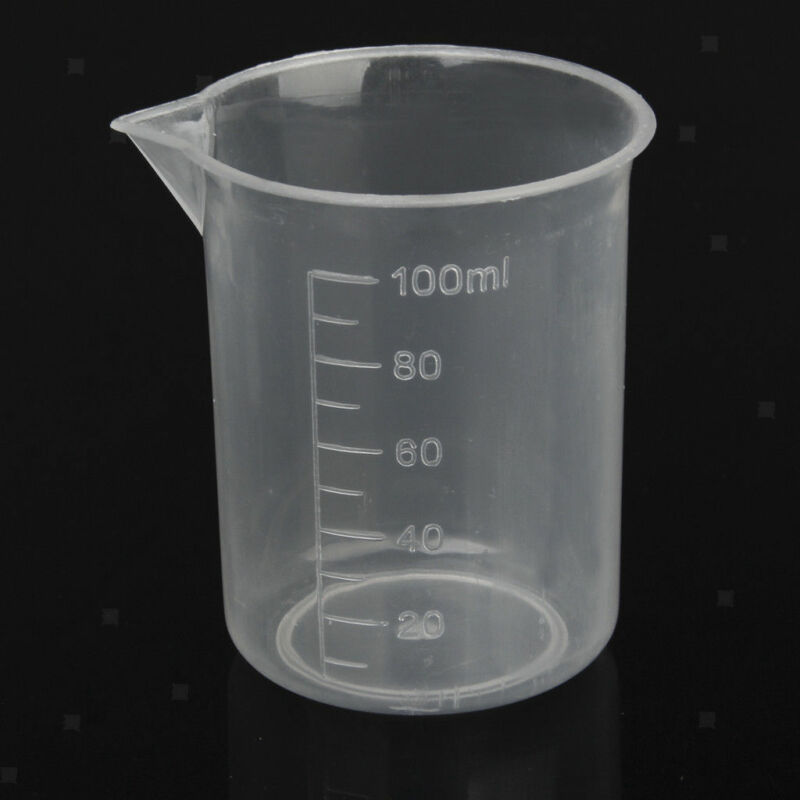 1pcs Plastic Measuring Cup Laboratory Beaker Graduated Cup Water Scale Bottle Kitchen Baking Supplies Measurement Tool.: 100ml