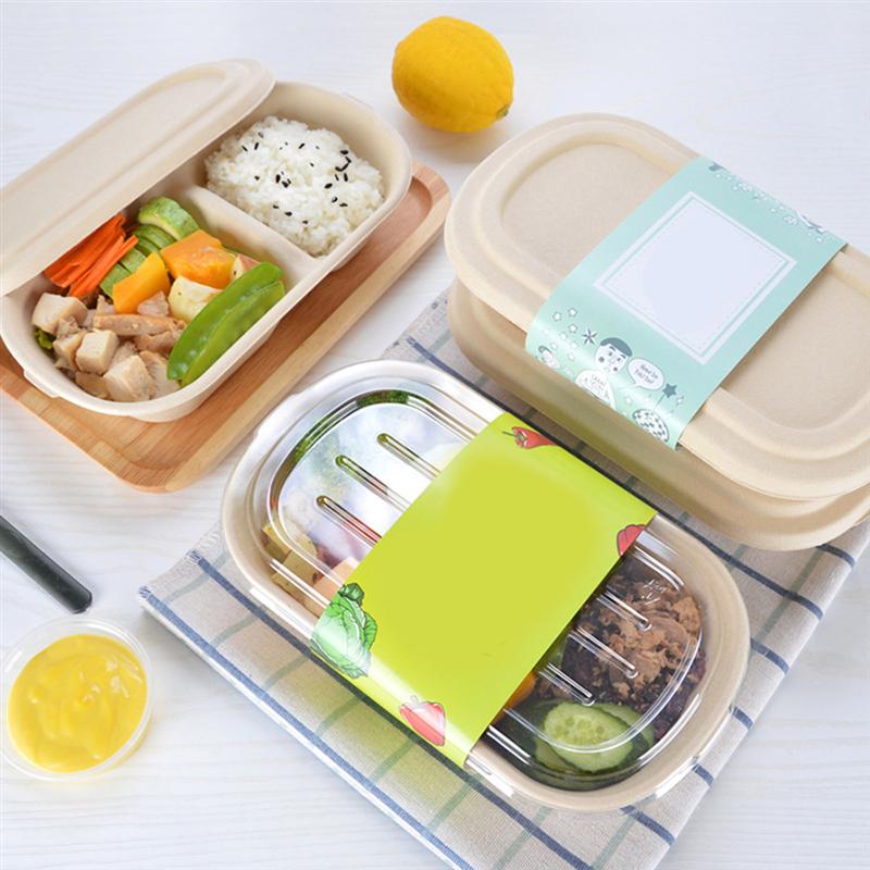 10PCS Disposable Pulp Lunch Box Biodegradable Takeout Box Bamboo Pulp Lunch Box Eco-friendly Food Containers for Home Store