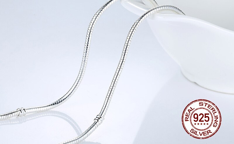 Vecalon Originele 925 Sterling Zilveren Snake Ketting Veilige Bal Sluiting Kralen Charms Voor Vrouwen Huwelijkscadeau Sieraden