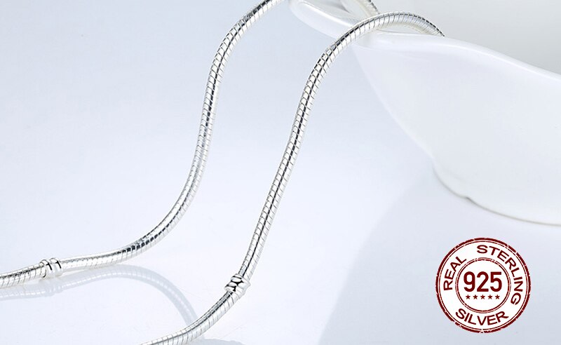 Vecalon Originale 925 Sterling Silver Collana Della Catena Del Serpente Sicuro della Sfera del Catenaccio Perline Pendenti E Ciondoli Collana Per Le Donne di Cerimonia Nuziale Dei Monili del Regalo