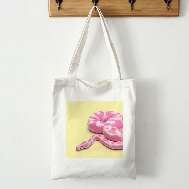 Färgglada orm säljer väl axelväskor canvas shoppingväska punk vintage estetisk tecknad konst shopper väska skipoem: 1