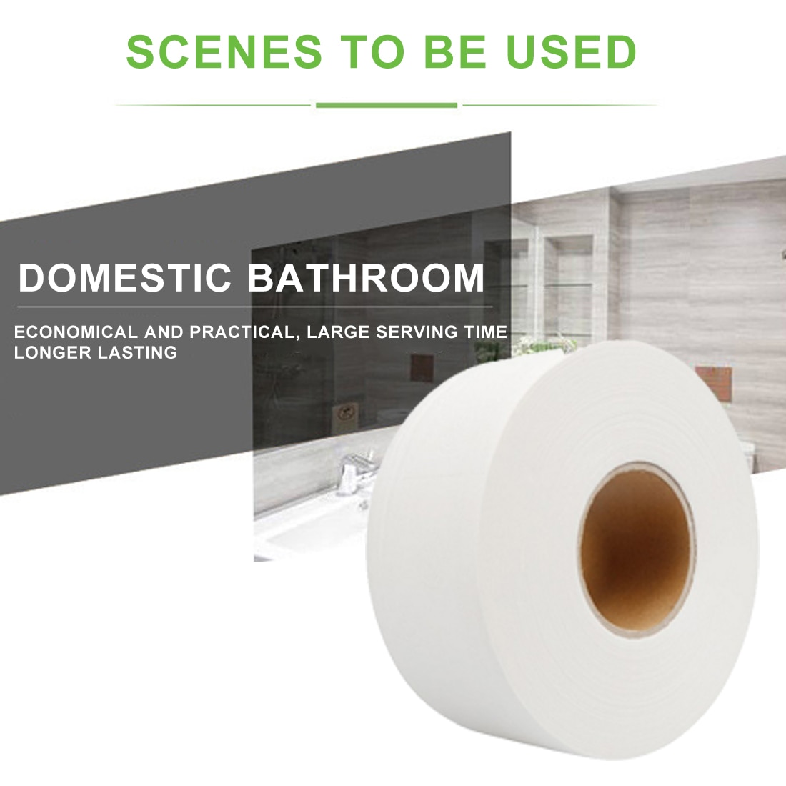 Jumbo Roll Toilet Paper Native Wood Toilet Paper Pulp Home Rolling Paper Strong Water Absorption 580g/Roll