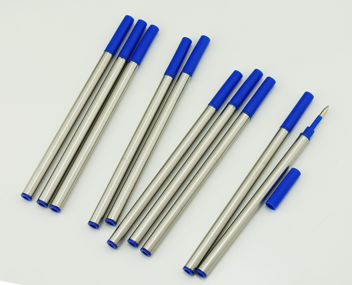 10 stuks Baoer Rollerball Pen Inkt Vullingen voor BAOER, FULIWEN, JINHAO, DUKE Rollerball Pennen, push Type 0.5mm-Blauwe Kleur