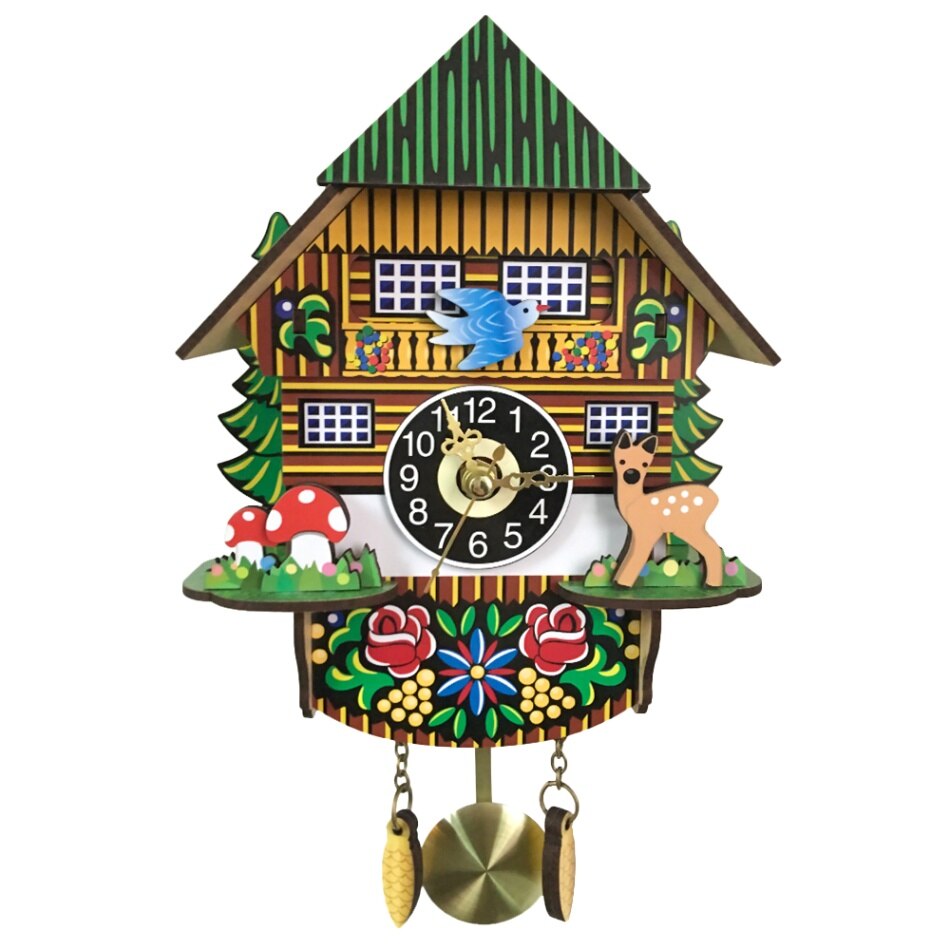 Reloj de cuco pared de madera péndulo oscilante colgante de madera tradicional adornos para manualidades para el hogar restaurante reloj para el salón: 1