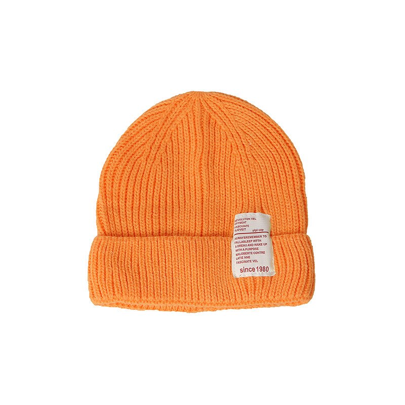Efterår og vinter stil 1980 strikket uldhue til at holde varmen og fritid studerende udendørs shopping elskere kvindelig hat: Orange