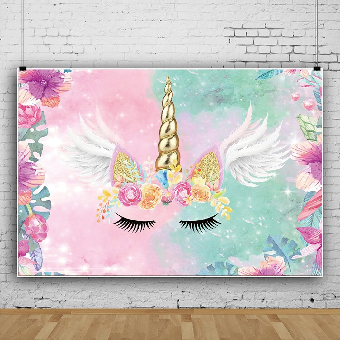 Fondo de unicornio fotografía bebé unicornios para la ducha cabeza foto telón de fondo fotografía estudio fotográfico Photocall
