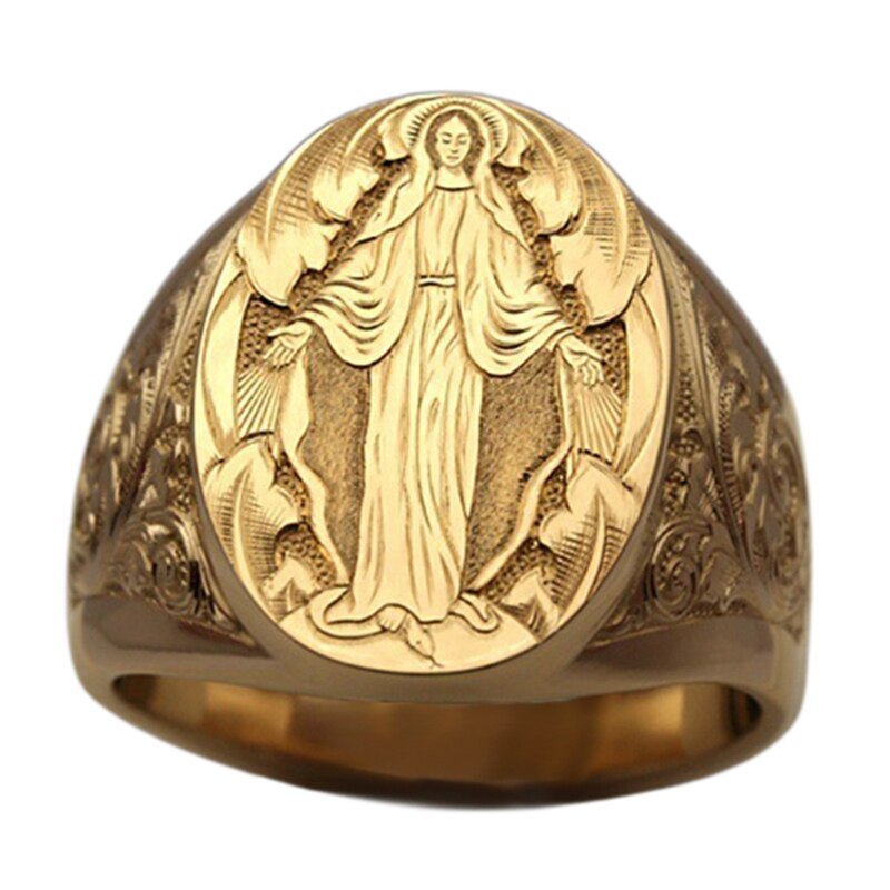 Unisex Blessed Virgin Mary Ring Wedding Bands Copper Metal Classic All Compatible: 9