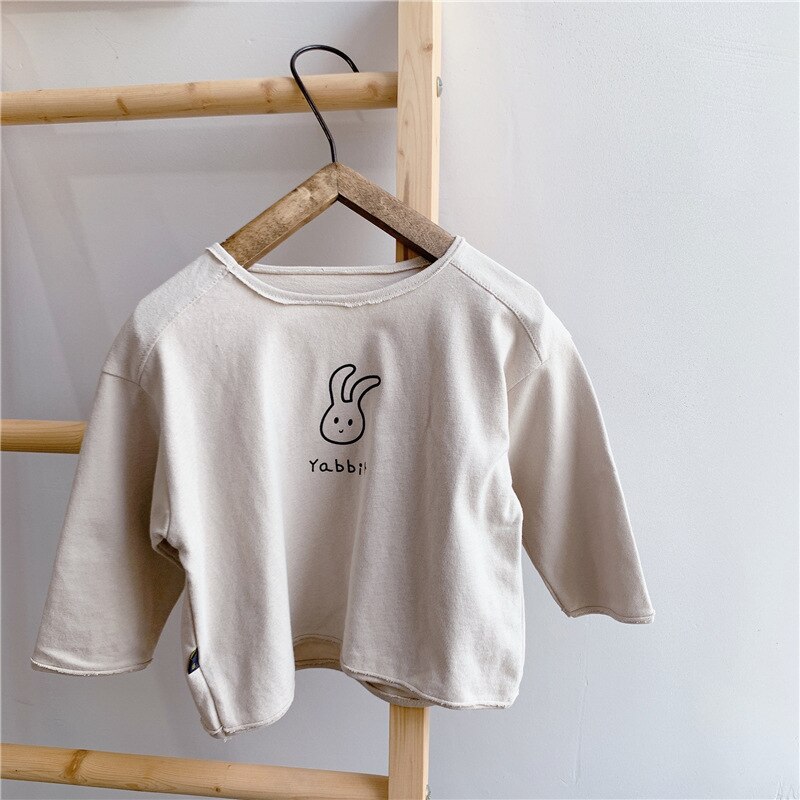 5004 t-shirts pour enfants, chemises à manches longues pour bébé, printemps-automne, sweat-shirt en coton pour enfants de 1-7 ans, t-shirt pour fille et garçon, hauts décontractés