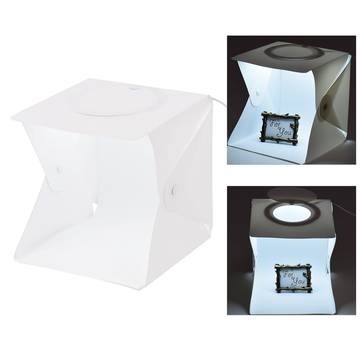 Andoer 22*23*24cm foldbar studie lyskasse førte foto fotografering skydning telt softboks 5500k hvidt lys lysstyrke kan justeres