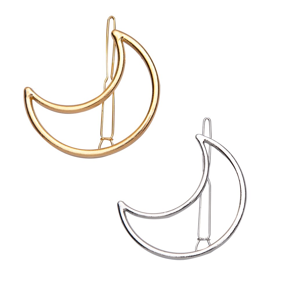 2Pcs Hollow Geometrische Haar Clip Voor Vrouwen Elegante Driehoekige Moon Star Cirkel Metalen Barrette Haarspeld Hoofd Accessorie: set 3