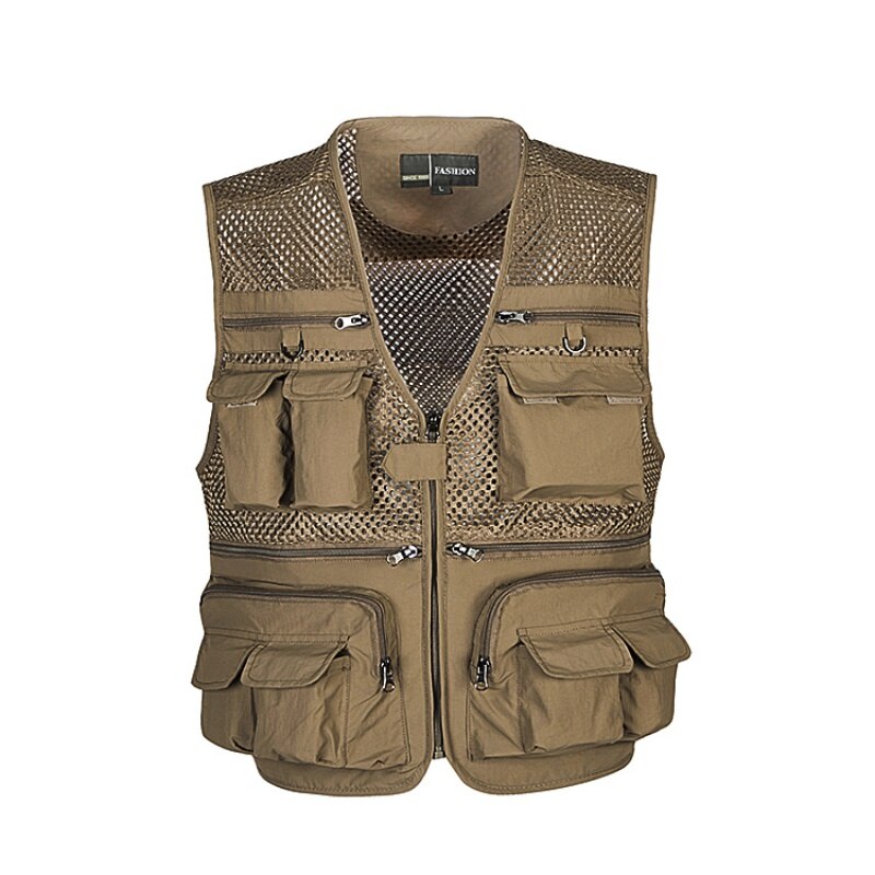 Fishing Vests Women Men Nylon Mesh Breathable Quick Dry Multi Waterproof Pocket Jacket Sportswear For Climbing Photography Coat
