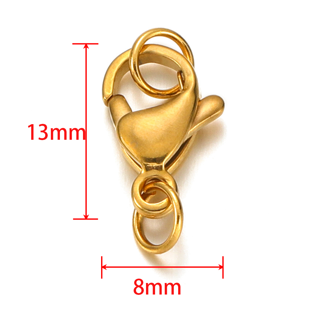 25 uds cierre de langosta de acero inoxidable con anillos de salto para cadena DIY collar pulsera joyería hacer hallazgos suministros conector: YELLOW