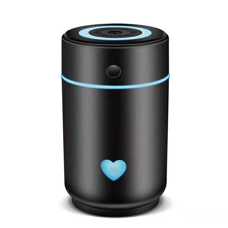 Car Air Humidifier Lamp Usb Portable Humidifier ABS Plastic Cylindrical Water Fog Machine Usb Mist Anti-Dry Air Purifier: Black