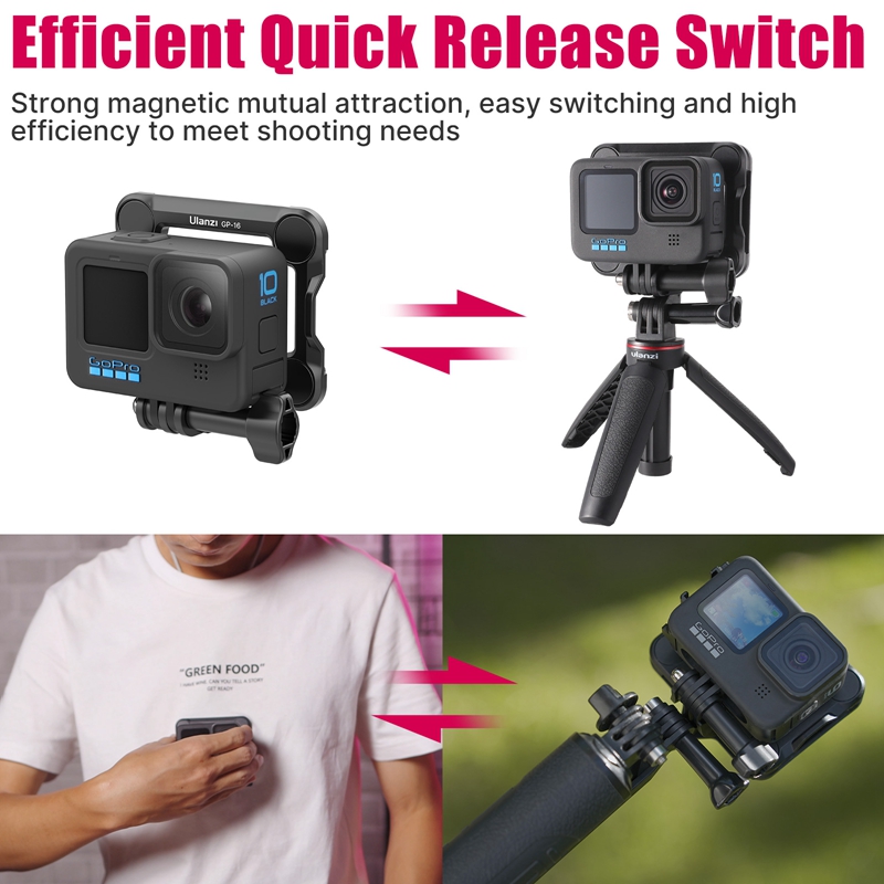 Ulanzi GP-16 Magnetic Action Camera Quick Release Bracket Gopro Accessories Release Bracket Adapter for GoPro Hero 10 9 8