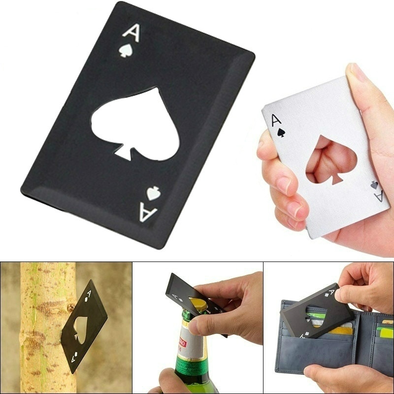 Multifunctionele Pocket Tool Multi Opener Card Bier Kit Spade Poker Gear Fles Gadget Multitool Portemonnee Poker Outdoor Verborgen