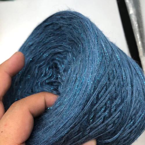 Cachemir de estambre y seda brillante, hilo de Mohair hecho a mano, suéter, abrigo Flash, paquete de Material de bufanda súper suave, 250G por grupo: Denim Blue