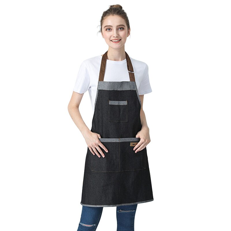 Apron Chef Work Clothes Men Adjustable Apron for Cooking Baking Restaurant Pinafore Women Cooking Clothing Food Service: Black