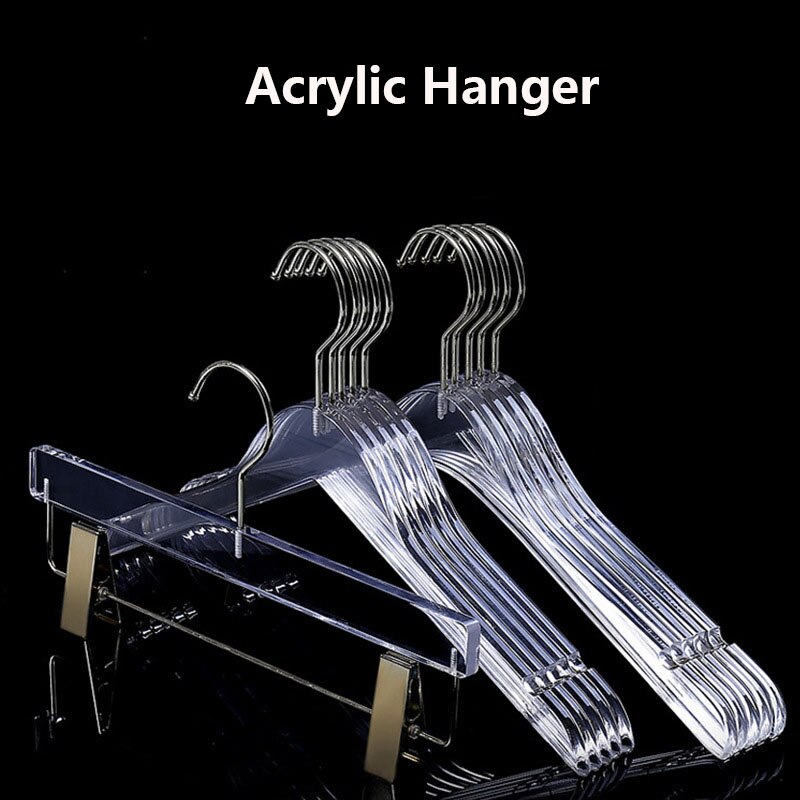 Brand 10pcs Acrylic Hanger Clear Suit Hanger Wardrobe Organizer Shirt Coat Clothes Rack Crystal Adult Pants Rack Store Display