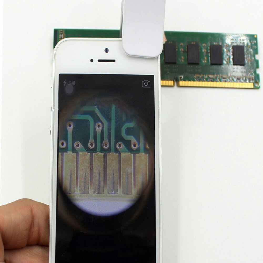 60x Clip op Vergrootglas Voor Telefoon Camera Universele Smartphone Mini Microscoop Loep Vergrootglas Met Led-verlichting Batterijen