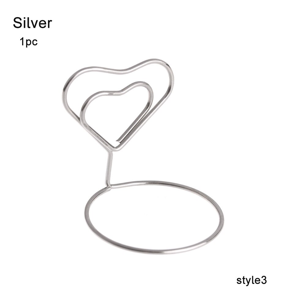 1PC Romantic Diamond Shape Photos Clips Holder Metal Clamps Stand Wedding Party Desktop Decorations Place Card Holder Supplies: Style3 Silver