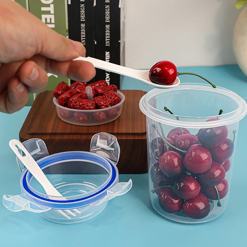 Recipientes de armazenamento de alimentos frescos, dupla camada, portáteis, viagem, frutas, salada, caixa de iogurte, cozinha para cereais