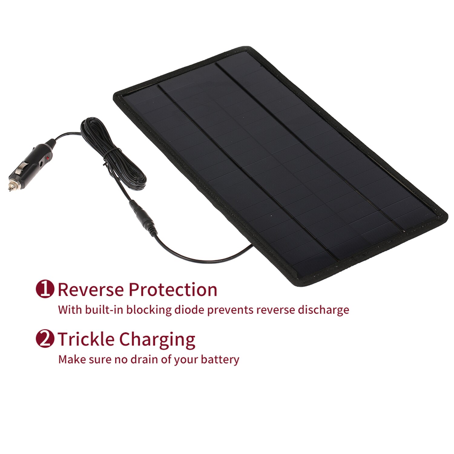 12V Solar Car Battery Charger Portable Solar Power Panel Backup Trickle Charging for RV Motorcycle Boat Marine Trailer Tractor