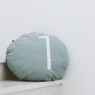 Cotton Numbers Pillow Nordic Back Cushions Neck Support Soft Round Home Office Chair Bedding Pillows Baby Kids Room Decor: Green 1