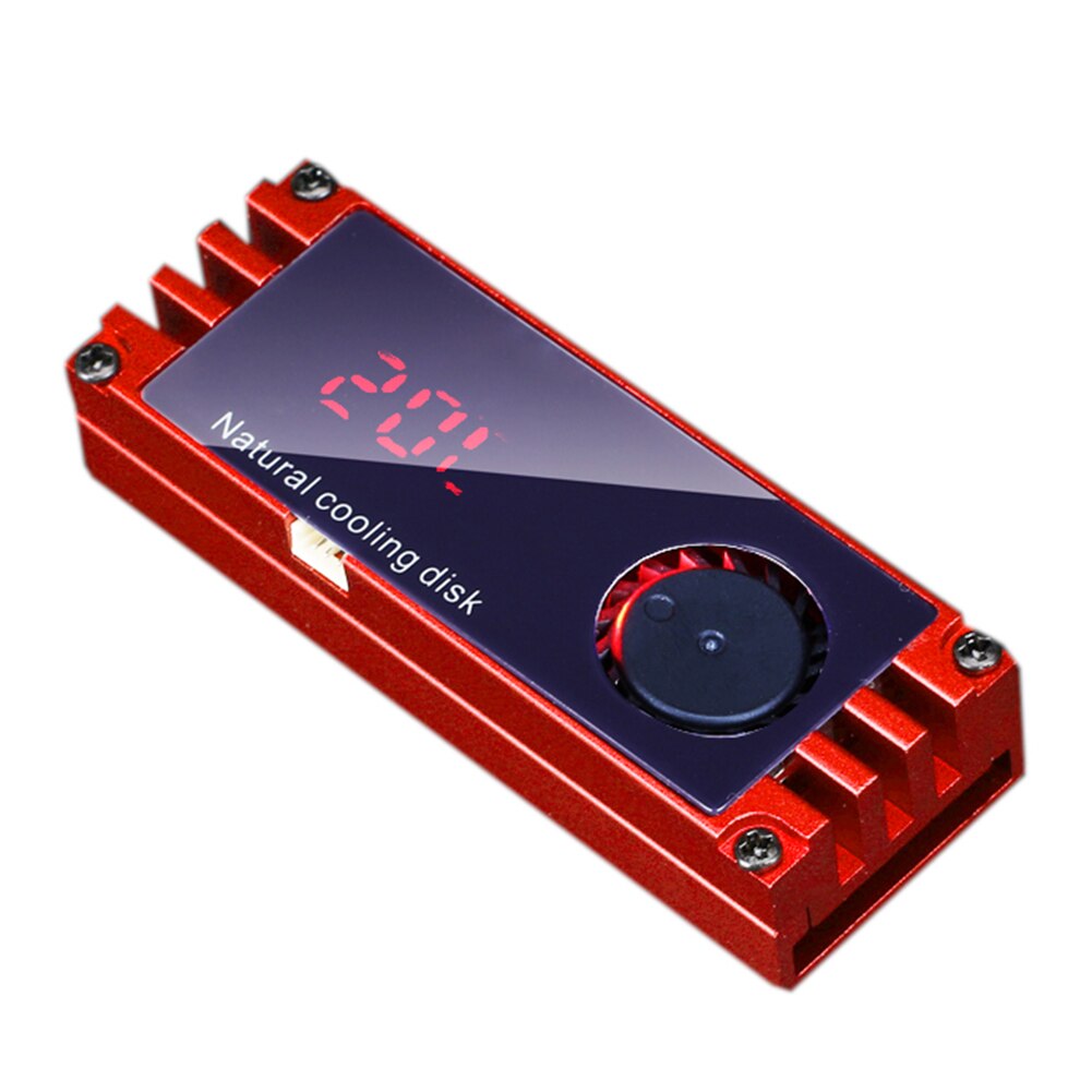 M2 SSD Heatsink Cooler Temperature OLED Digital Display M.2 2280 SSD Heatsinks Heat Thermal Pads Hard Disk Radiator: Red