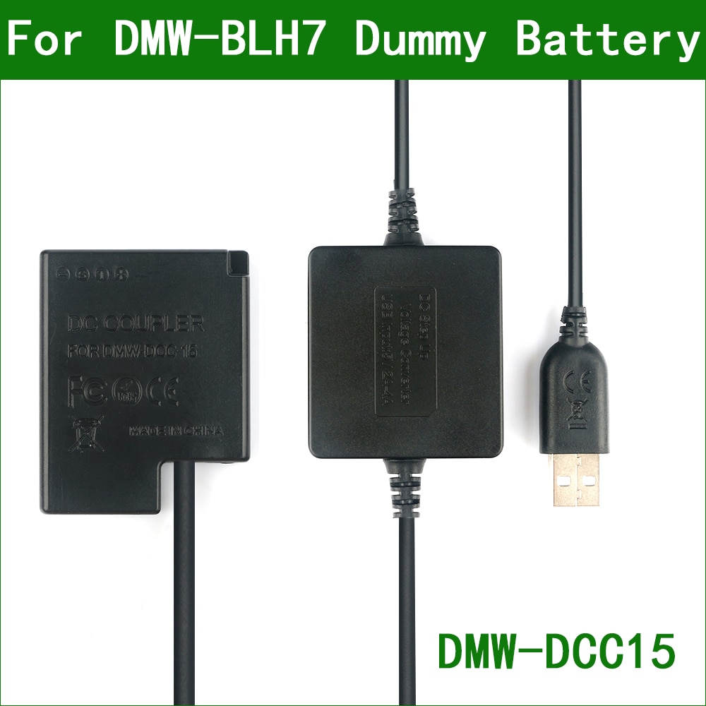 5V Usb Naar DMW-BLH7 Dummy Batterij DMW-DCC15 Power Bank Usb-kabel Voor Panasonic Dc GF9 GF10 GF90 GX800 GX850