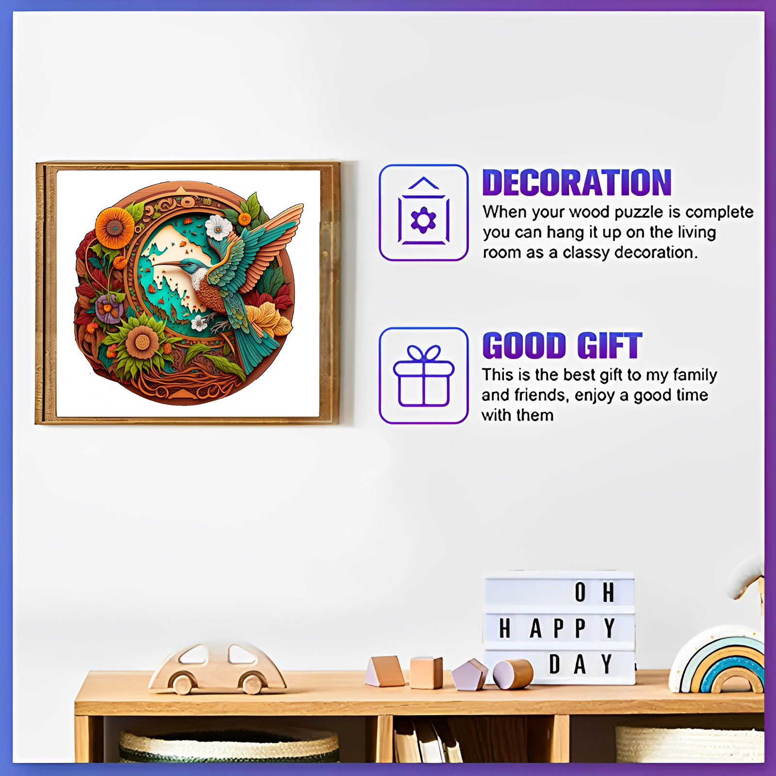 Drewniane puzzle z wzorem ptaków, unikalne drewniane puzzle w kształcie zwierząt, zabawny i wymagający układanki dla rodziny