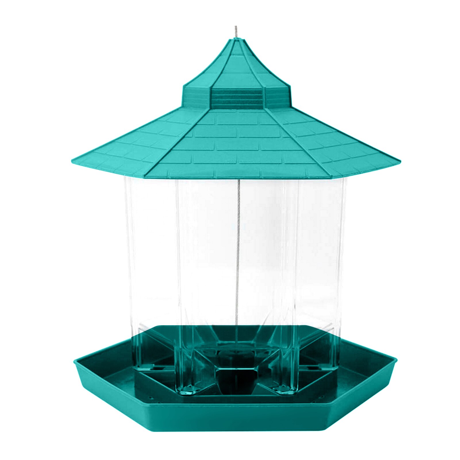 Hanging Bird Feeder Gazebo Wild Bird Feeders Hexagon Shaped with Roof for Garden Yard Outside Decoration: 	Green