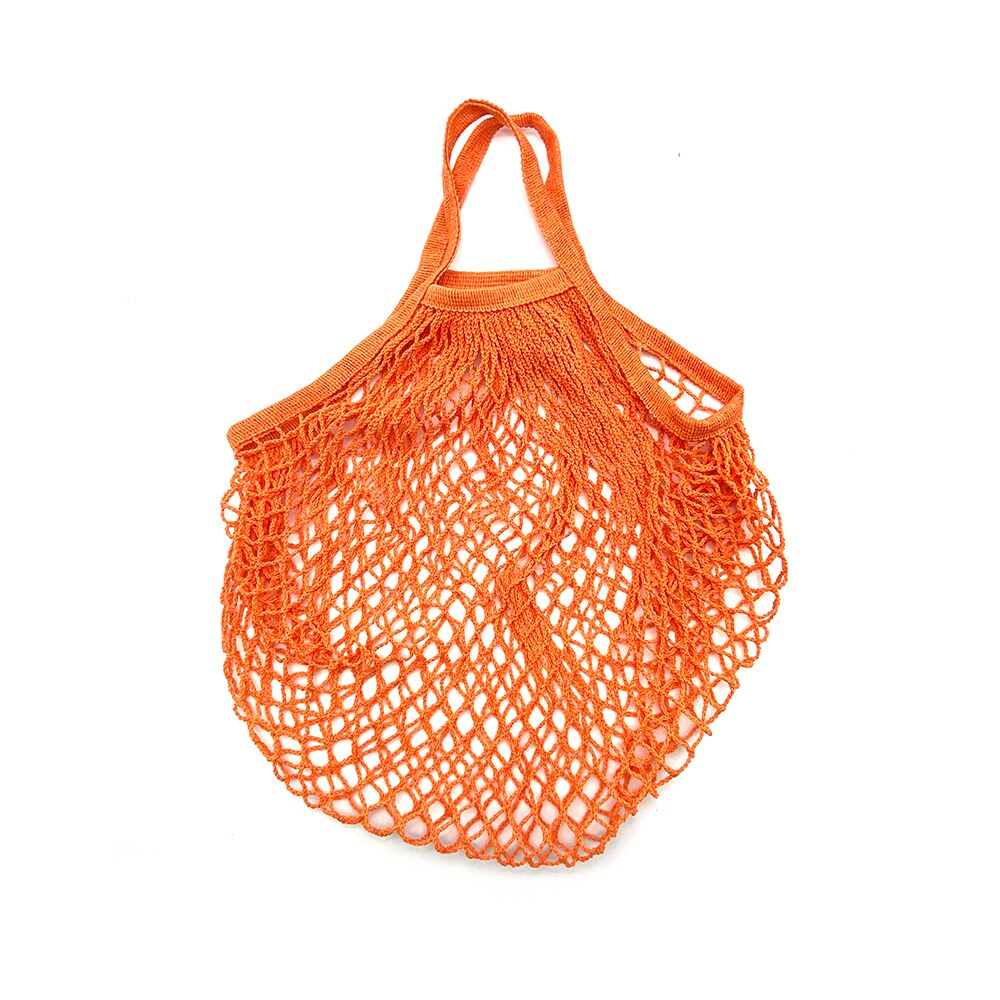 Tragbare Lebensmittel Taschen für Obst Gemüse Tasche Waschbar Baumwolle Gittergewebe Schnur Organische Organizer Wiederverwendbare Handtasche Tuch Einkaufstasche: Orange