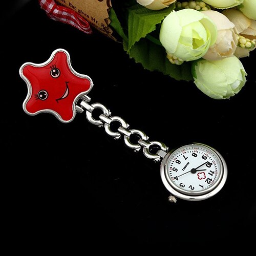 Women's dazzler Face Nurse Brooch Fob Tunic Pocket Watch Star Shape Pocket Watch