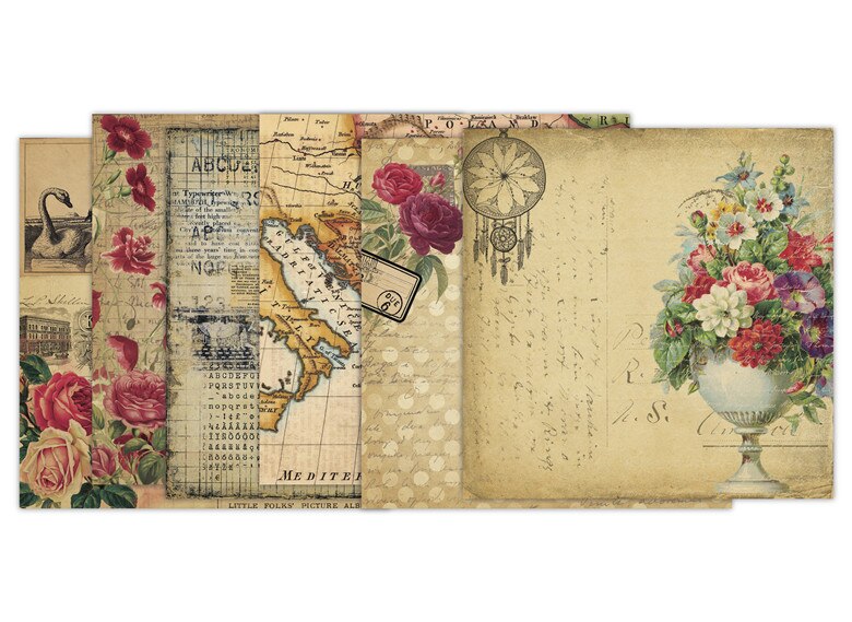 2022 DIY vintage rose Scrapbooking paper pack of 24 sheets handmade craft paper craft Background pad