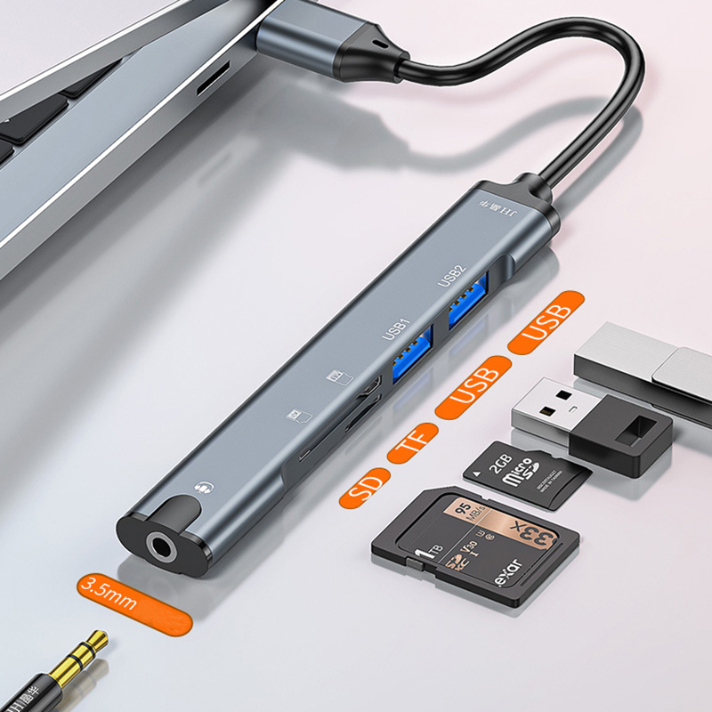 USB C HUB Kabel Splitter Type C naar USB Lader Verleng Adapter 3,5 mm Audio Geluidskaart Converter Meerdere TF Micro SD-kaartlezer