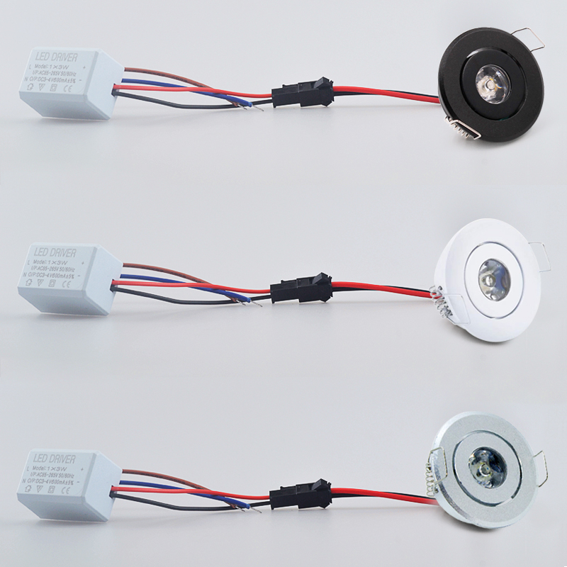 6pcs Led Mini Downlight 1W 3W Dimmable Spot Light Recessed Lamp AC85-265V Ceiling Light Aluminium 52mm With Driver