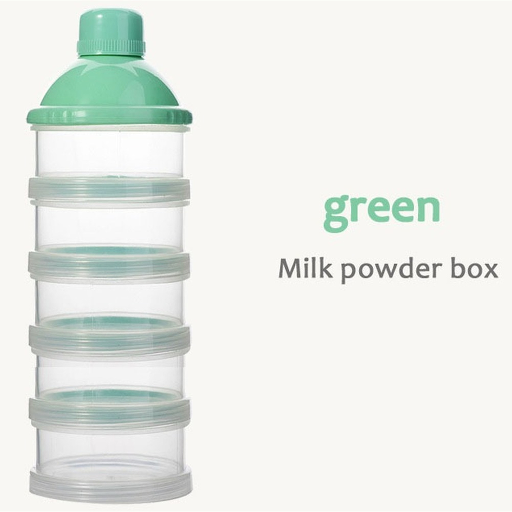 Distributeur Portable de lait en poudre, récipient de stockage des aliments, boîtes d&#39;alimentation pour bébés enfants en bas âge 4/5 grille boîte de stockage des aliments pour bébés: Green- 5 Layer