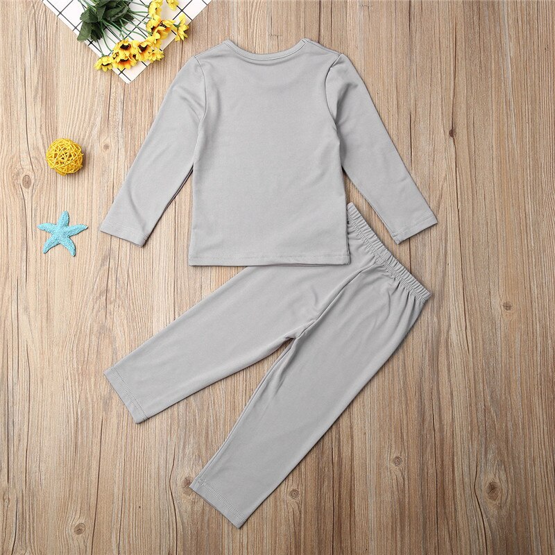 1-5T Toddler Baby Kid Girl Boy Cotton Clothes Set Plain Solid Color Pajamas Set Sleepwear Nightwear Boy Home Wear Outfit