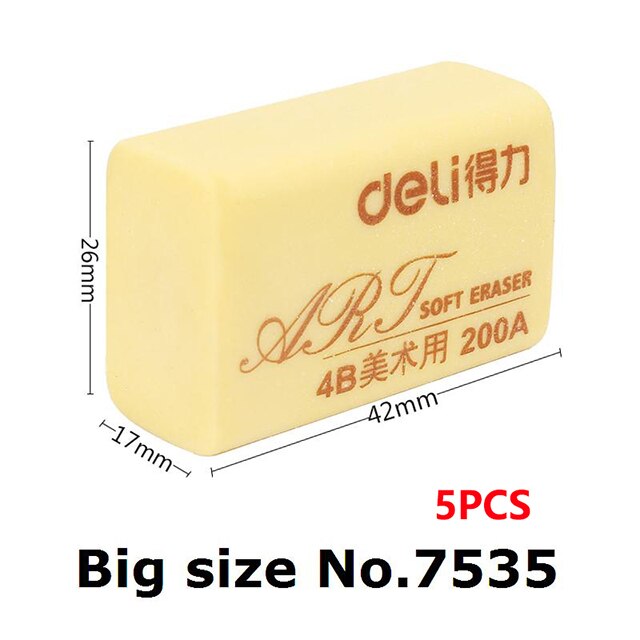 Deli-borrador 4b de 5 piezas para niños, útiles escolares, borrador de lápiz, , suministros de corrección, pintura artística, gomas suaves, pequeñas y grandes: 7535-5pcs Big